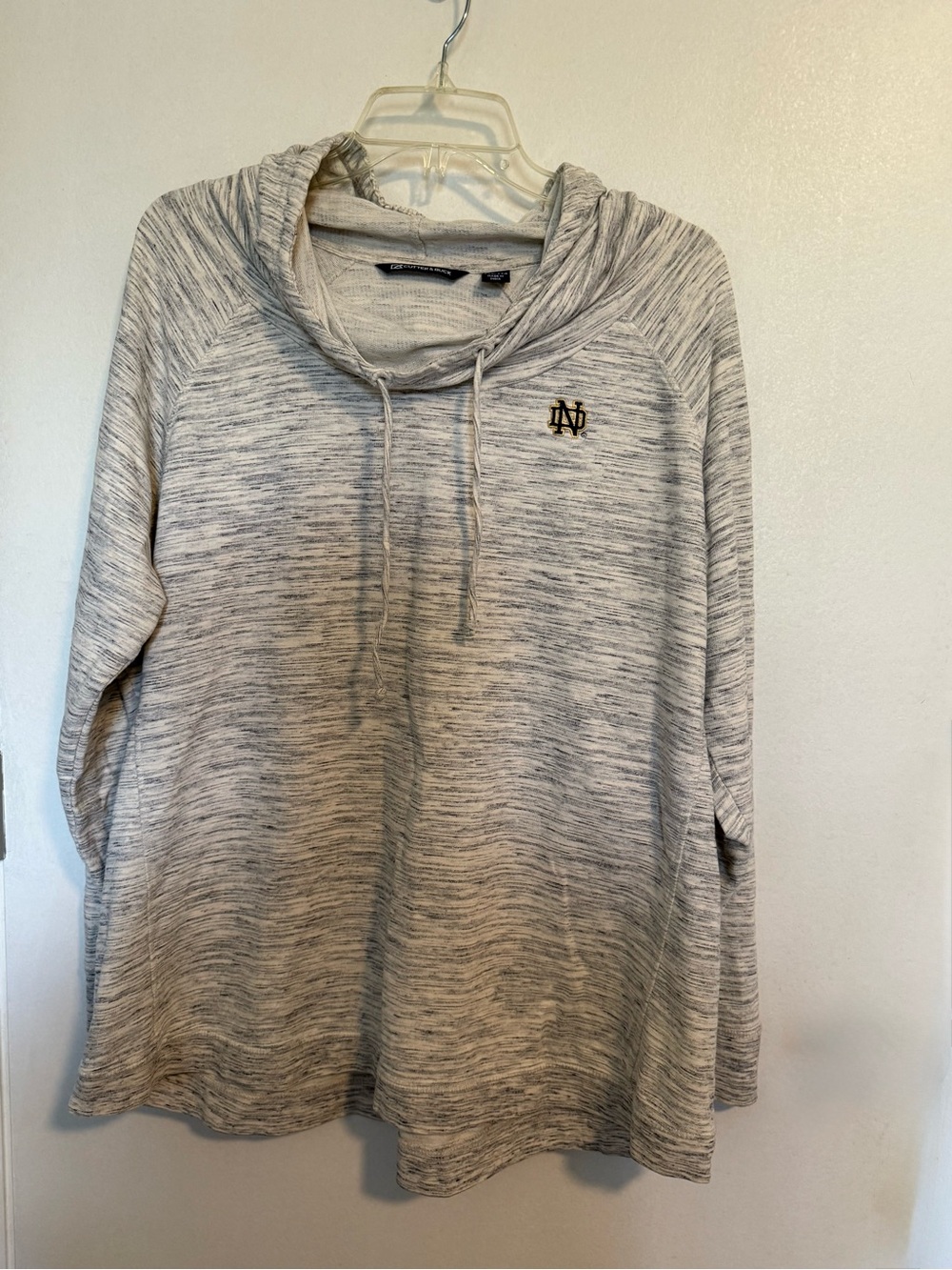 Cutter & Buck Light Heathered Cream Pullover Cowl Neck Hoodie